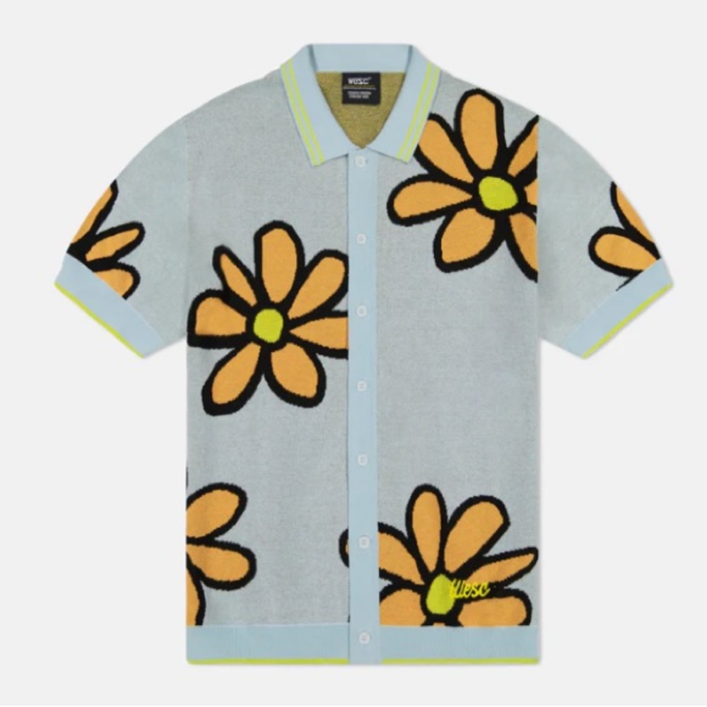 WeSC S/S POLO COLLAR CARDIGAN DAISY'S unisex men’s large L women’s XL WESC WeSC